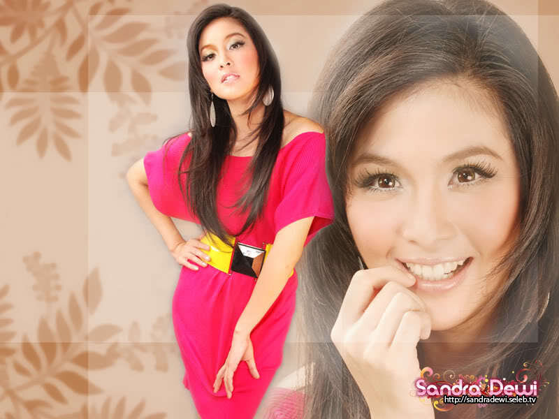 Sandra Dewi in a pink dress