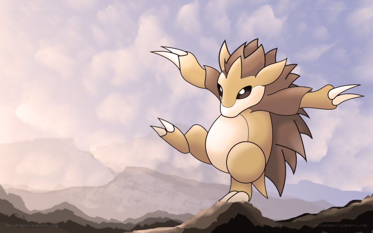 Sandslash stands on a cliff