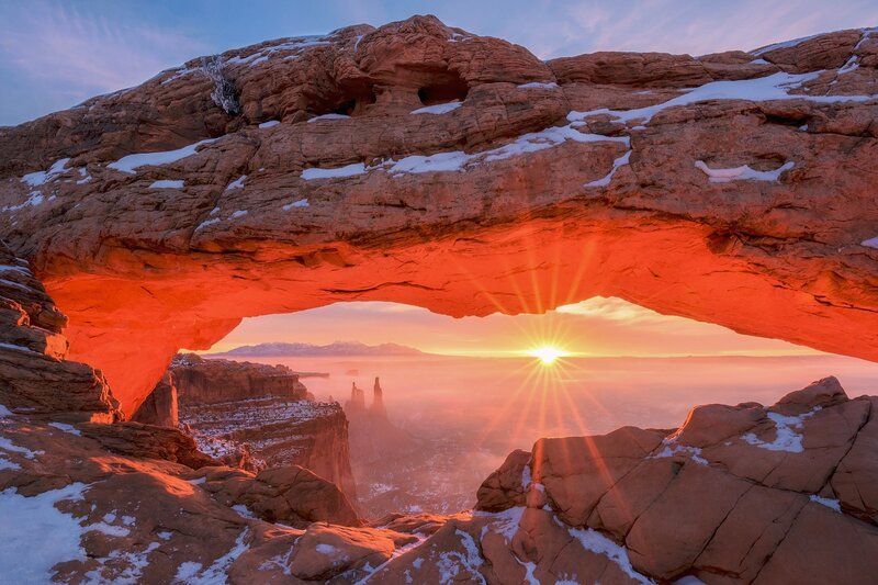 Sandstone Arch at Sunrise — Red