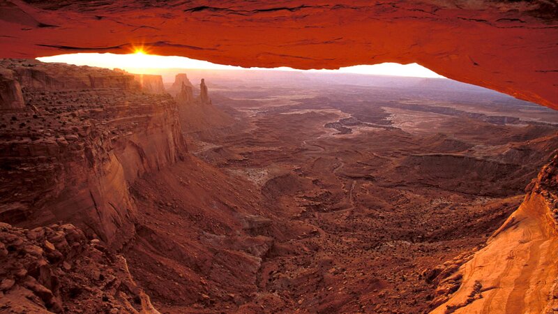 Sandstone Arch at Sunset — Red