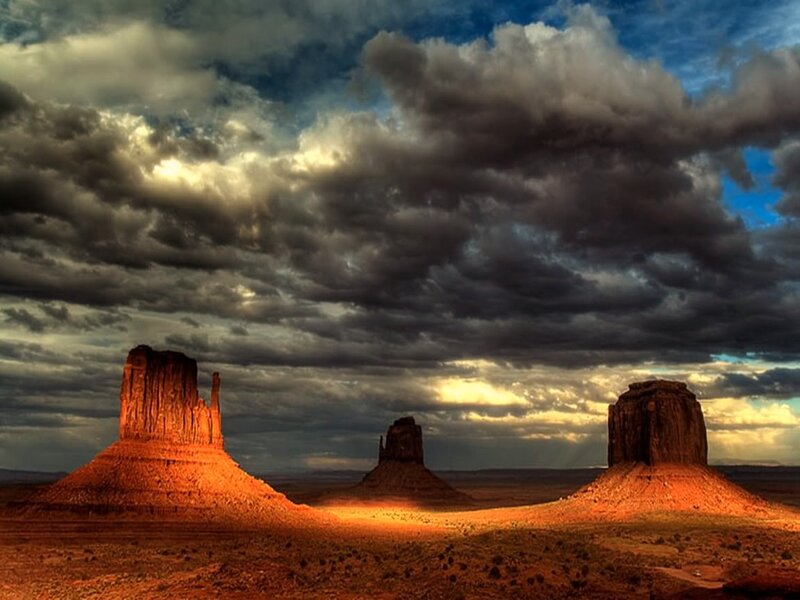 Sandstone Buttes in Desert — Orange
