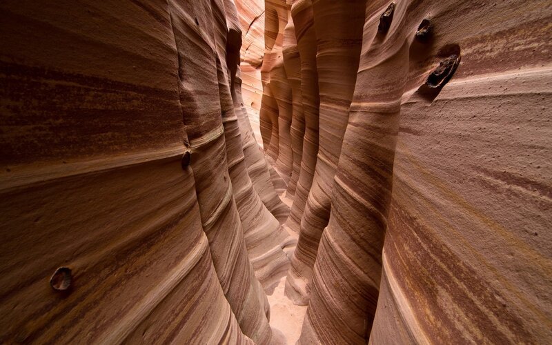 Sandstone Canyon Walls — Brown, Dramatic, Photograph, Rock Formations