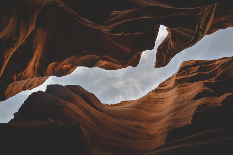 Sandstone Canyon Walls — Brown, Dramatic, Photograph, Sky