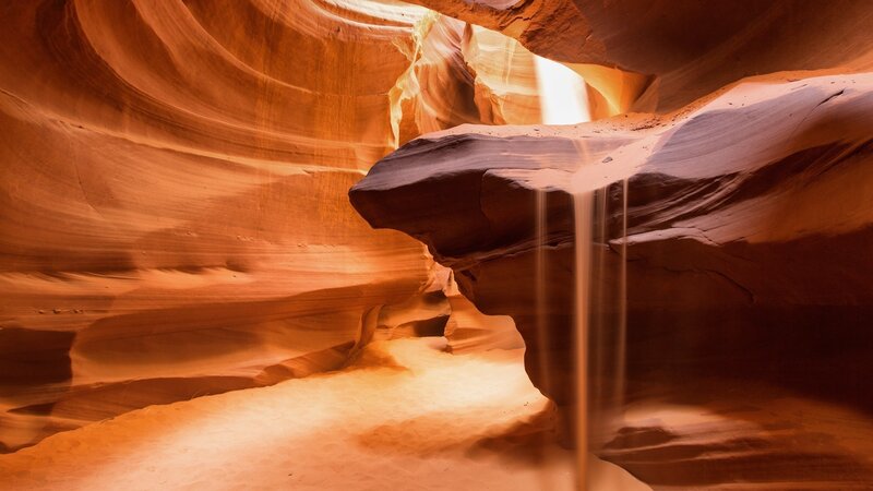 Sandstone Canyon Walls — Orange, Dramatic, Photograph, Light Beam, Sand