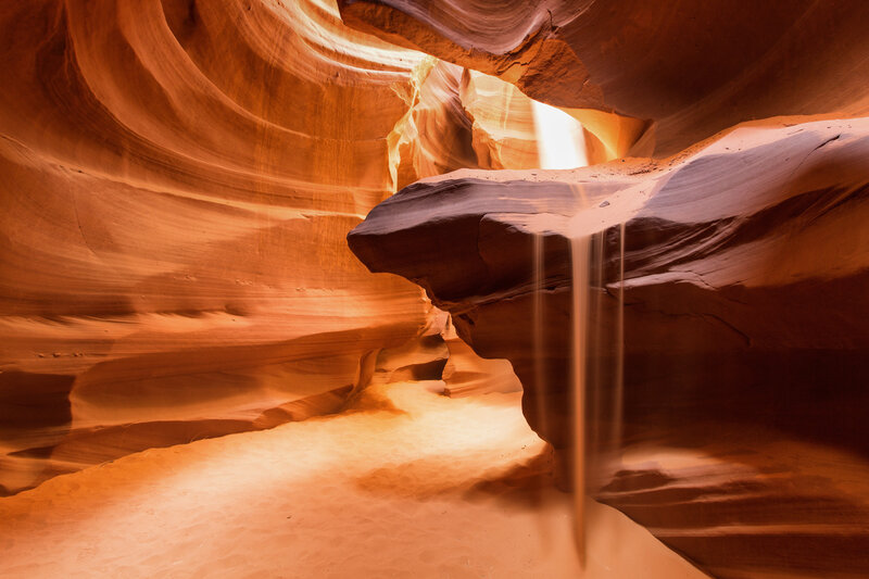 Sandstone Canyon Walls — Orange, Dramatic, Photograph, Light Beam