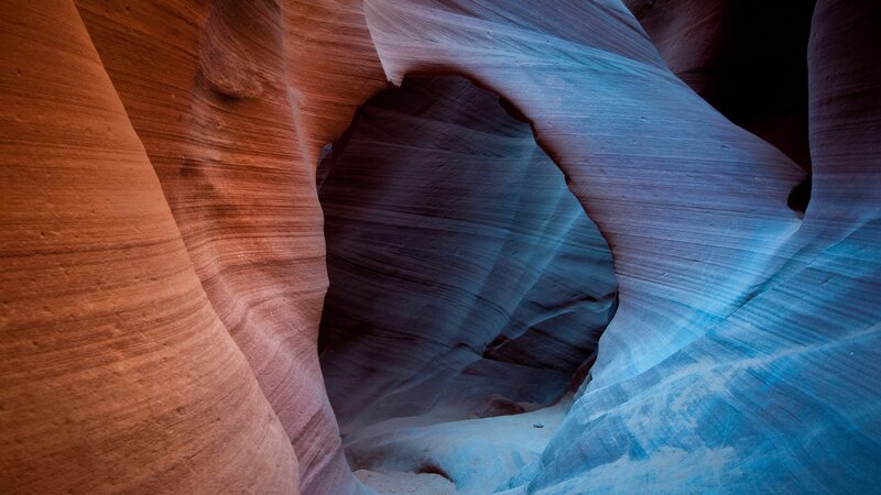 Sandstone Canyon Walls — Orange, Dramatic, Photograph, Rock, Cave