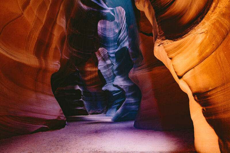 Sandstone Canyon Walls — Orange, Dramatic, Photograph, Rock Formations, Light Beams