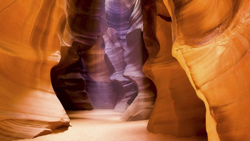 Sandstone Canyon Walls — Orange, Dramatic, Photograph, Rock Formations, Light, Shadows