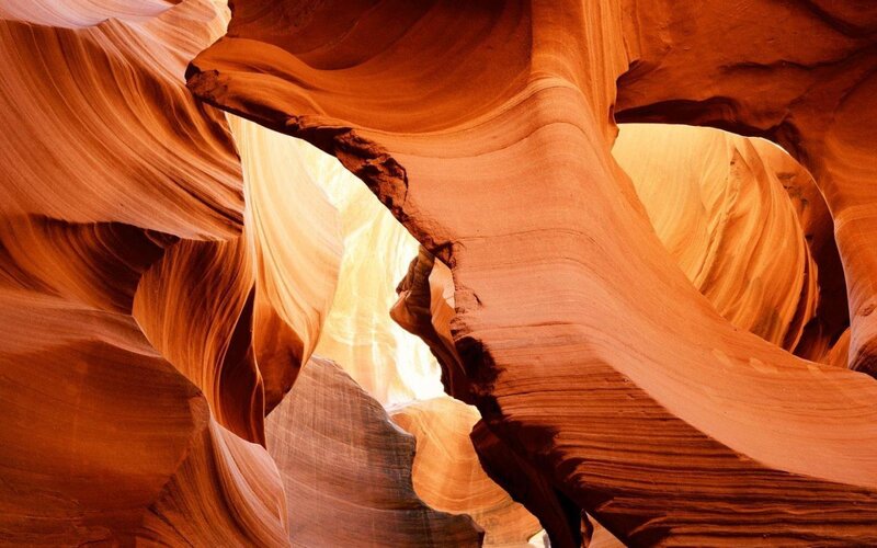 Sandstone Canyon Walls — Orange, Dramatic, Photograph, Rock Formations