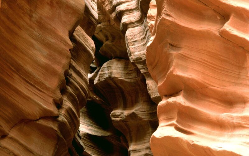 Sandstone Canyon Walls — Orange, Dramatic, Photograph, Rock, Layers, Brown