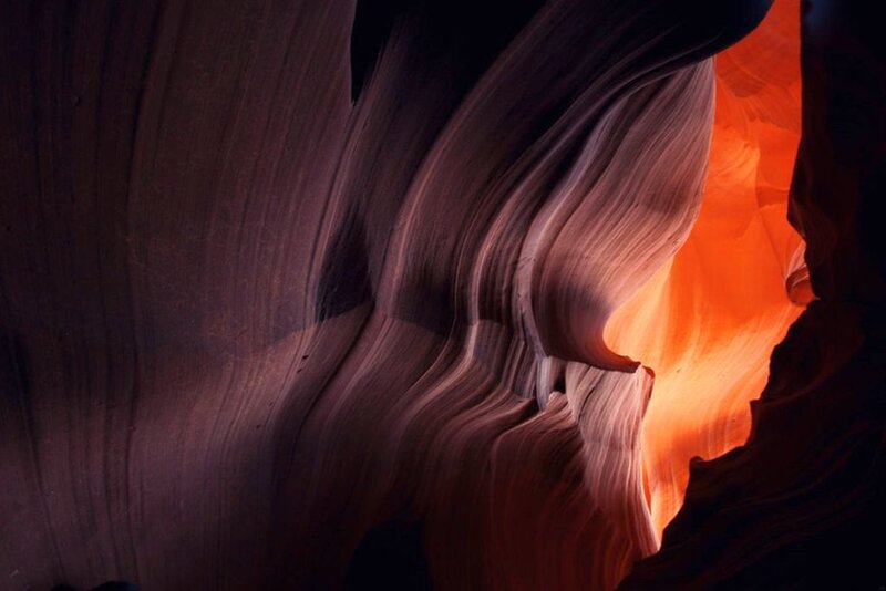 Sandstone Canyon Walls — Orange, Dramatic, Photograph, Rock