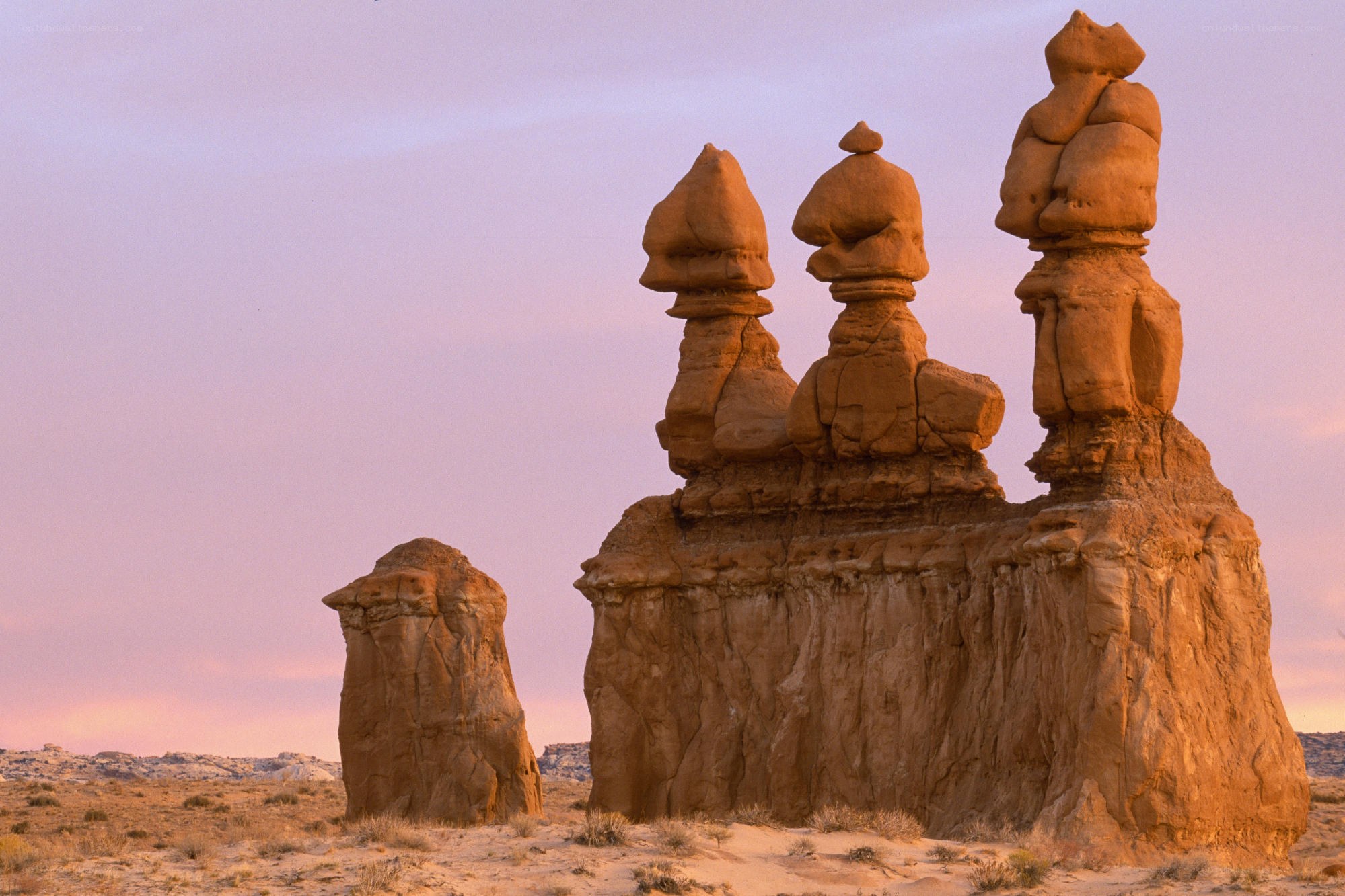 Sandstone hoodoos at sunset