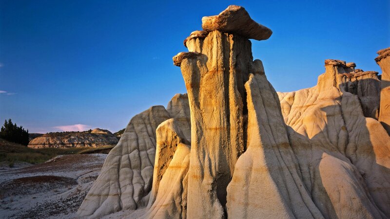 Sandstone hoodoos at sunset