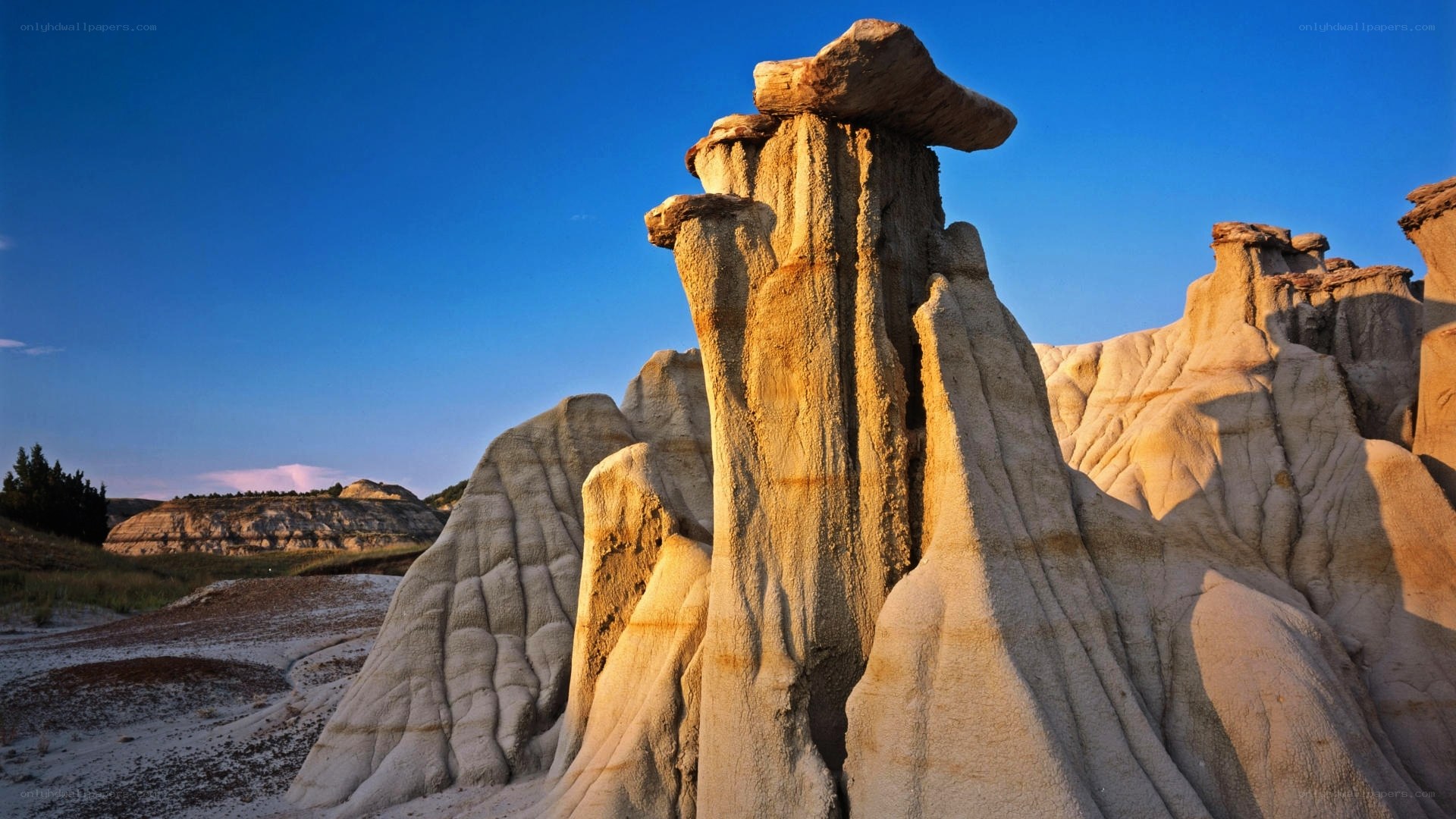 Sandstone hoodoos at sunset
