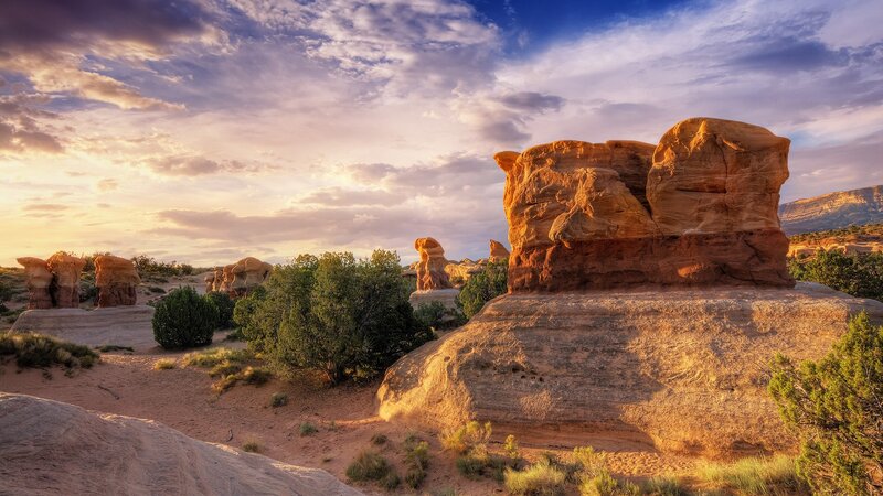 Sandstone Rock Formations — Orange, Dramatic, Sunset