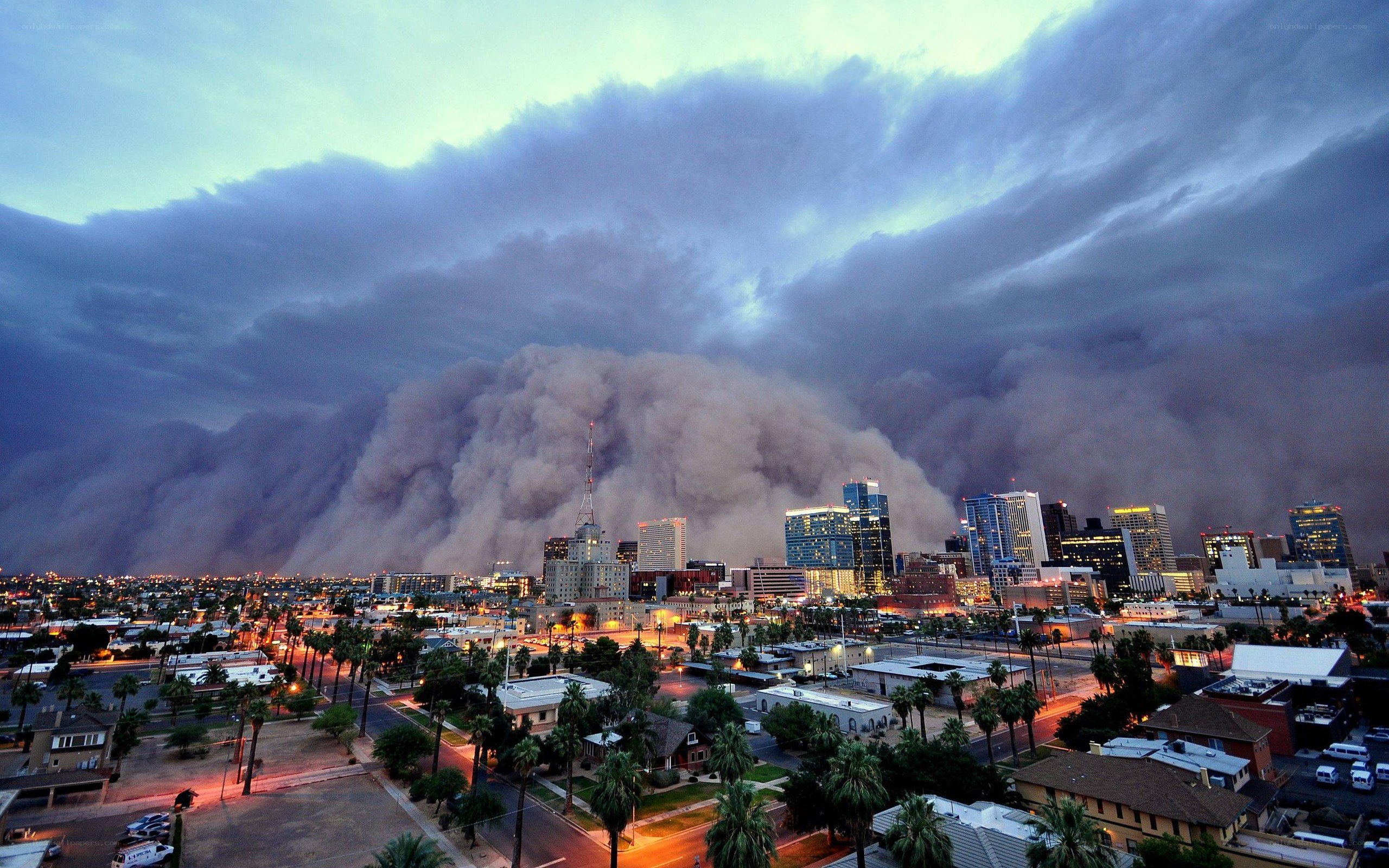 Sandstorm over city skyline