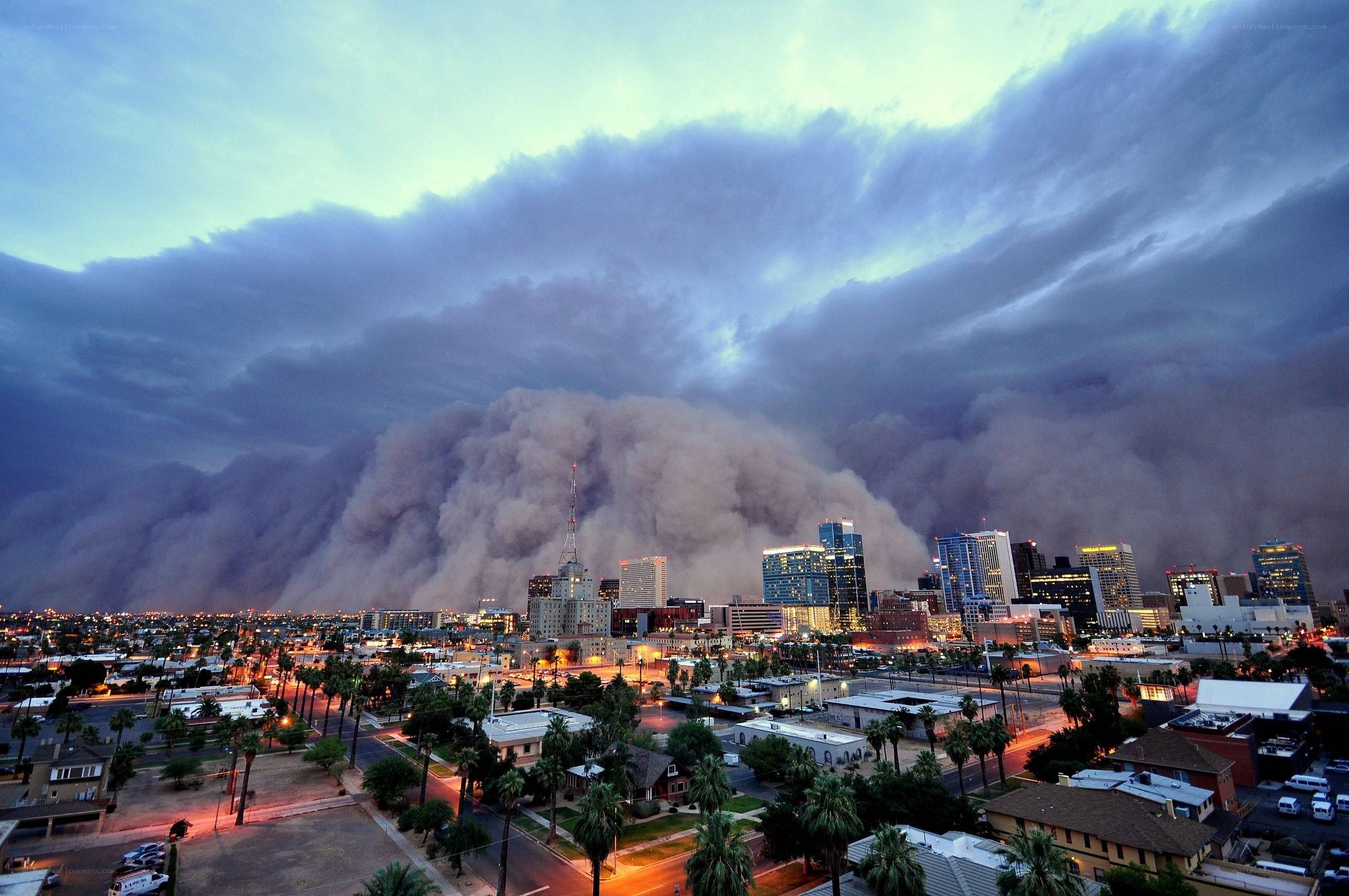 Sandstorm over city skyline