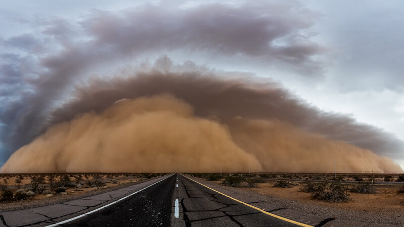 Sandstorm over Highway — Brown