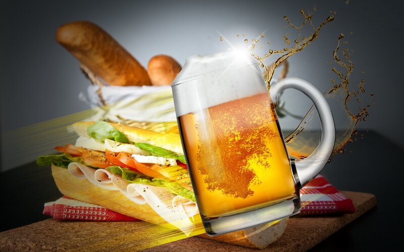 Sandwich and Beer Mug