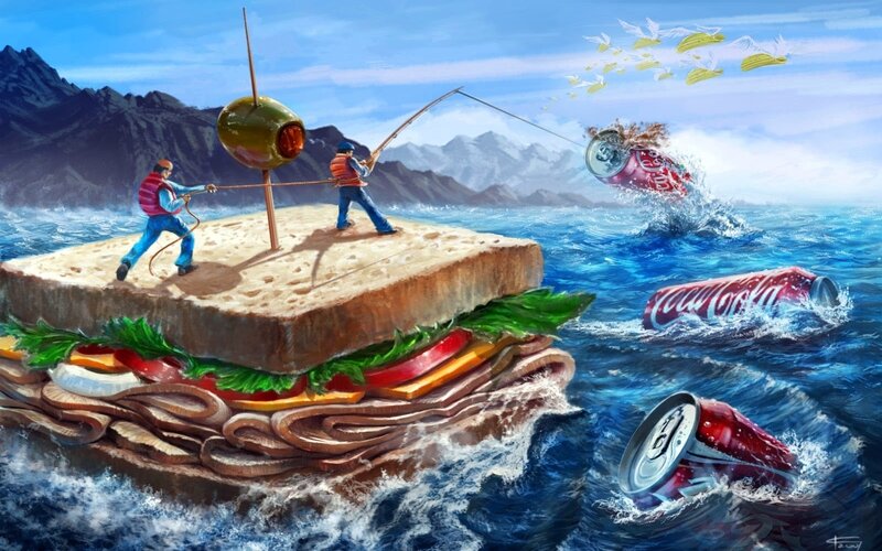 Sandwich boat fishing scene