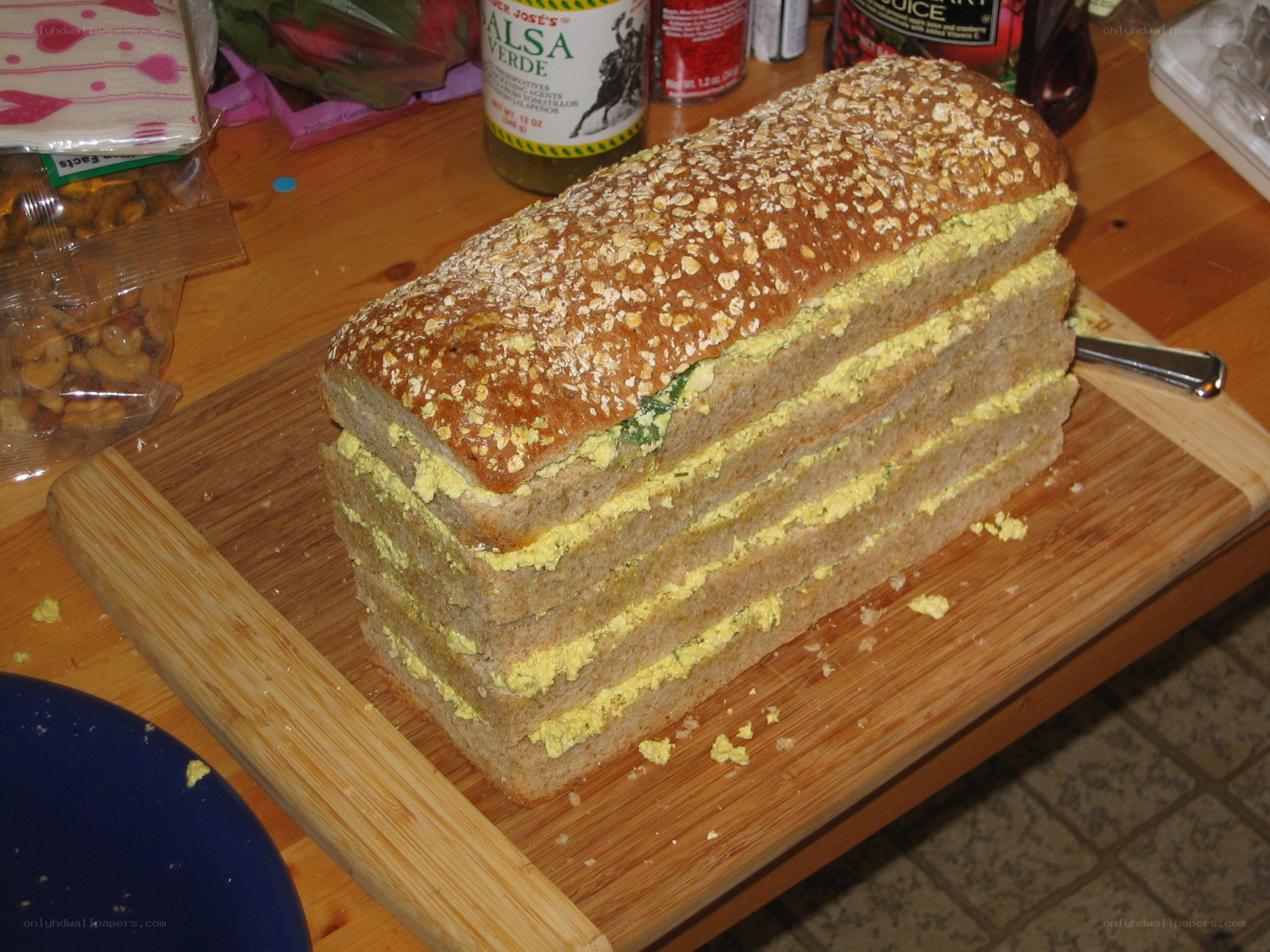 sandwich loaf on cutting board