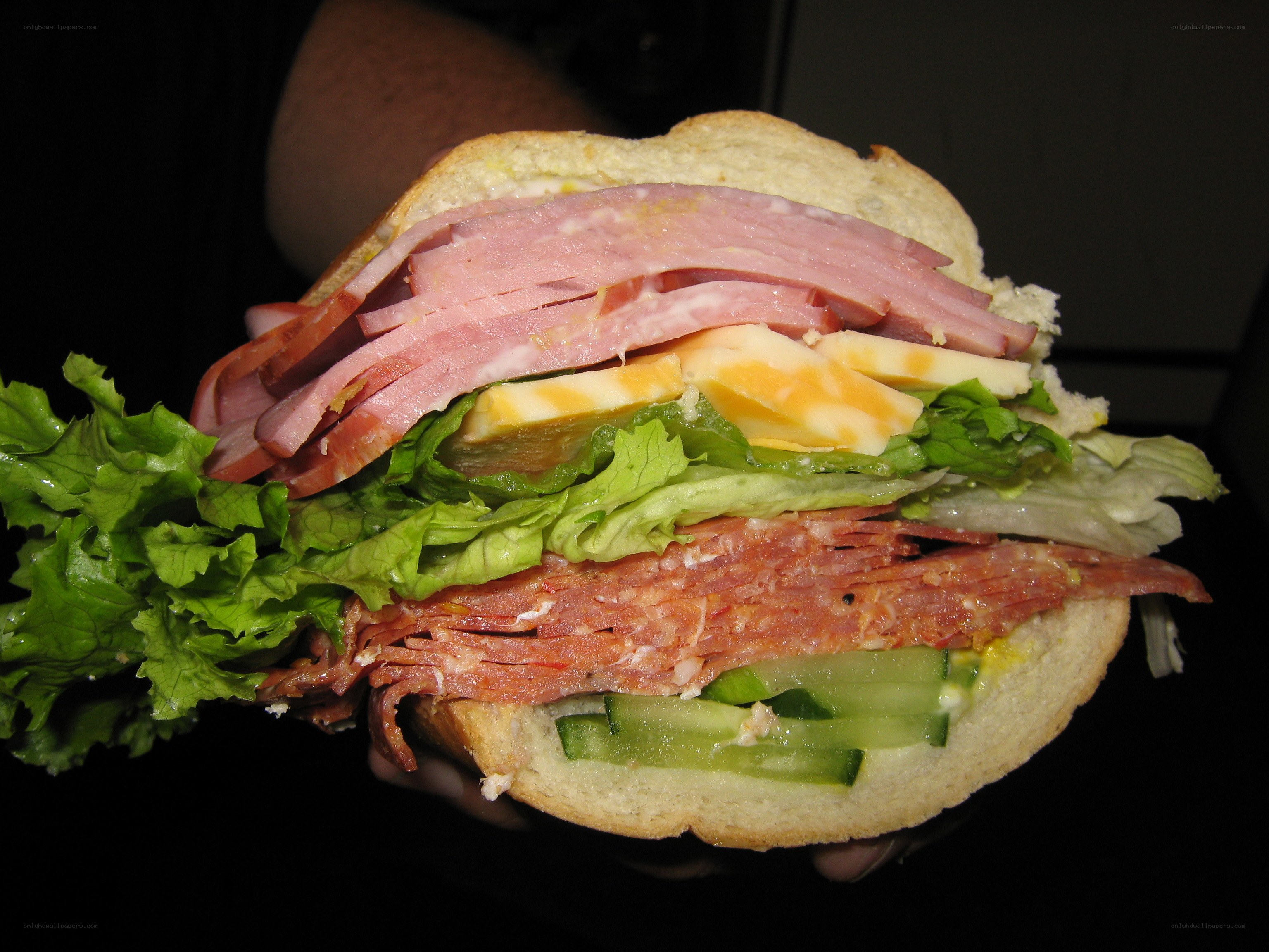 sandwich with meat and vegetables