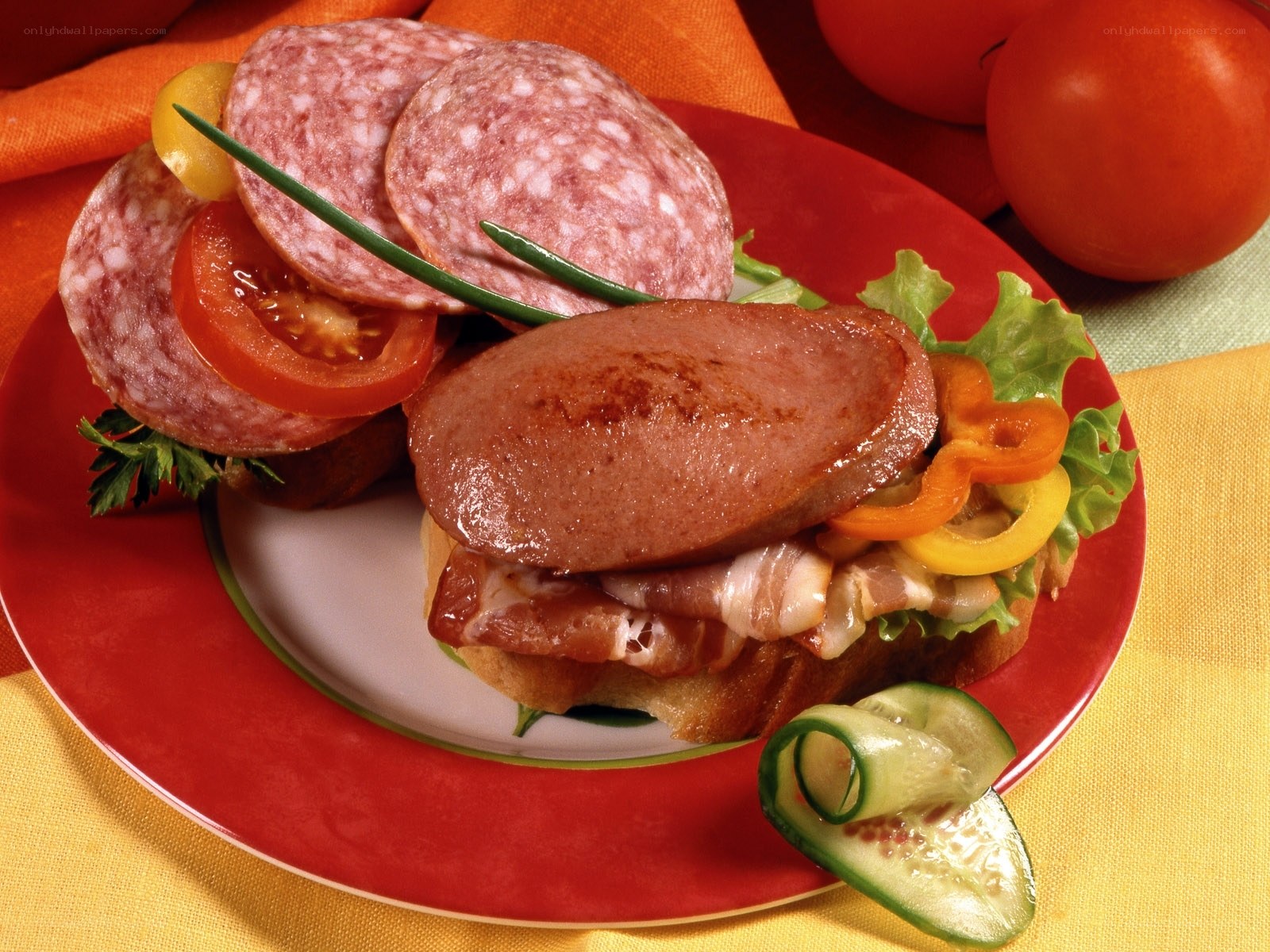 Sandwich with salami and sausage