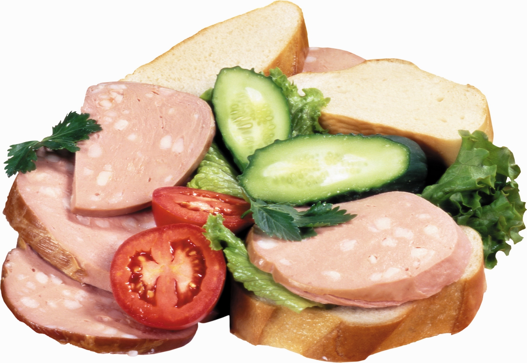 sandwich with sausage and vegetables