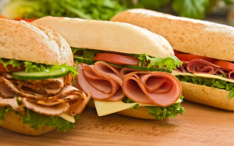 Sandwiches on Wooden Board