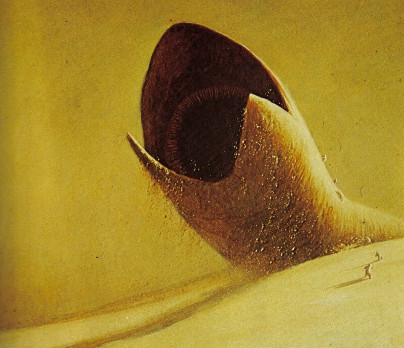 Sandworm emerging from dunes