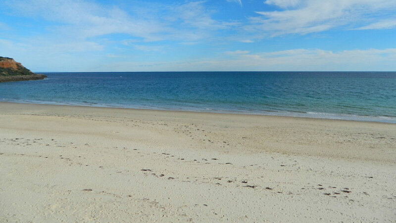 Sandy Beach and Ocean — Blue