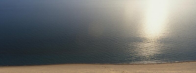 Sandy Beach and Sea — Blue