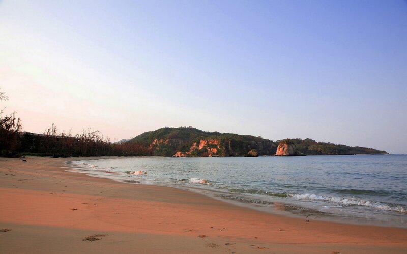 sandy beach at sunset