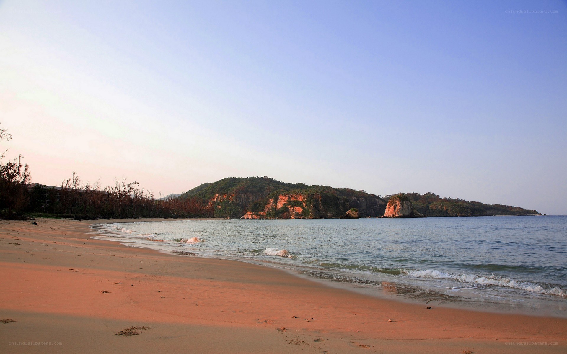 sandy beach at sunset