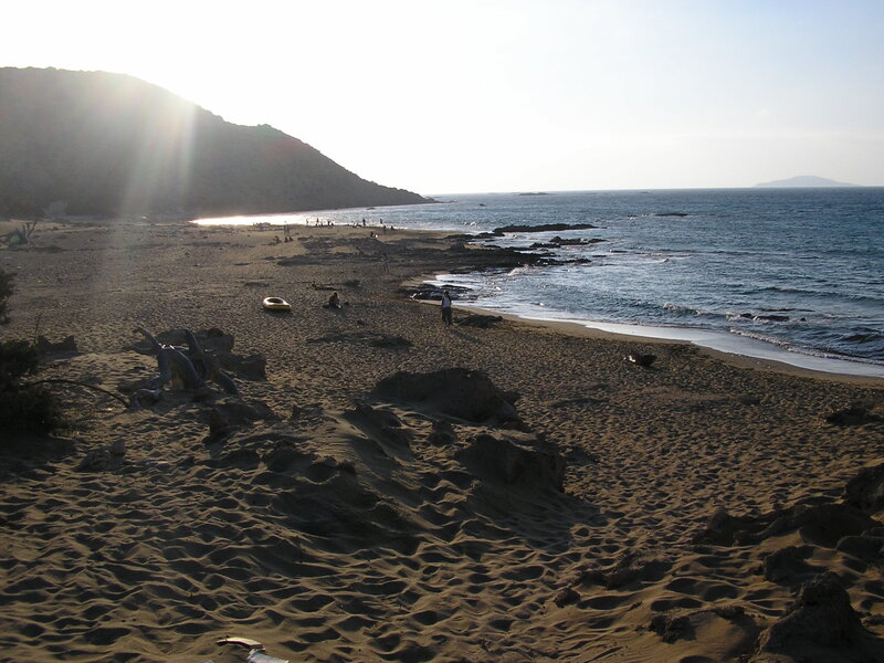 sandy beach at sunset