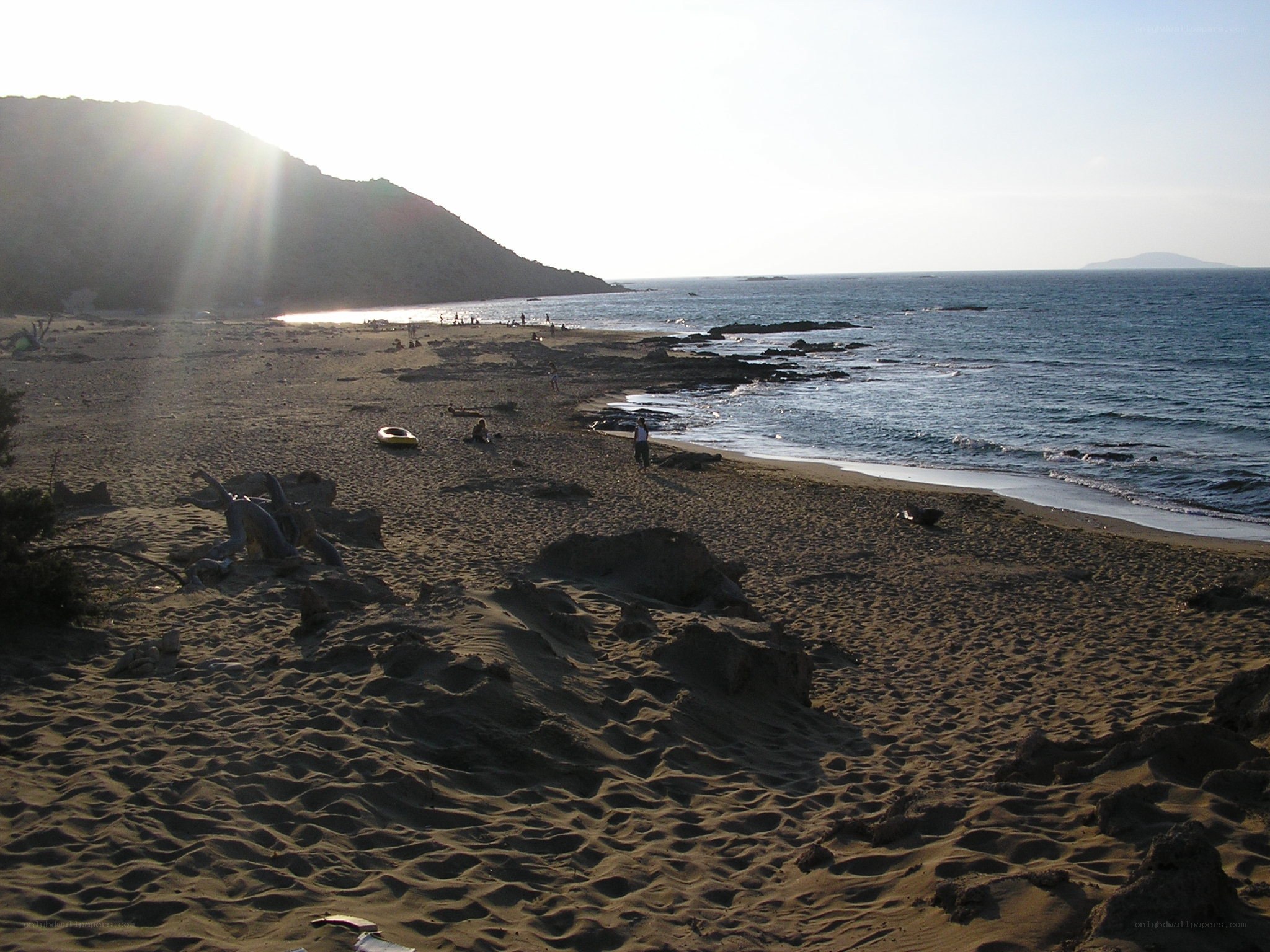 sandy beach at sunset