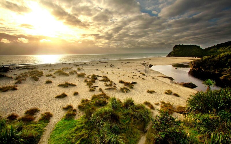 Sandy Beach at Sunset — Beige