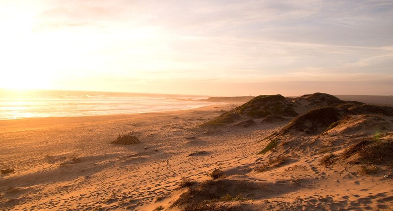 Sandy Beach at Sunset — Orange, Serene, Photograph, Ocean