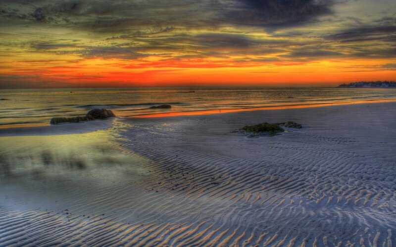 Sandy Beach at Sunset — Orange