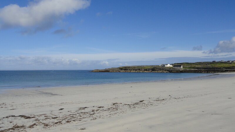 sandy beach with coastal houses