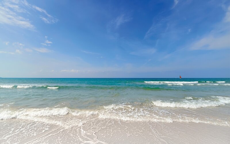 Sandy beach with gentle waves