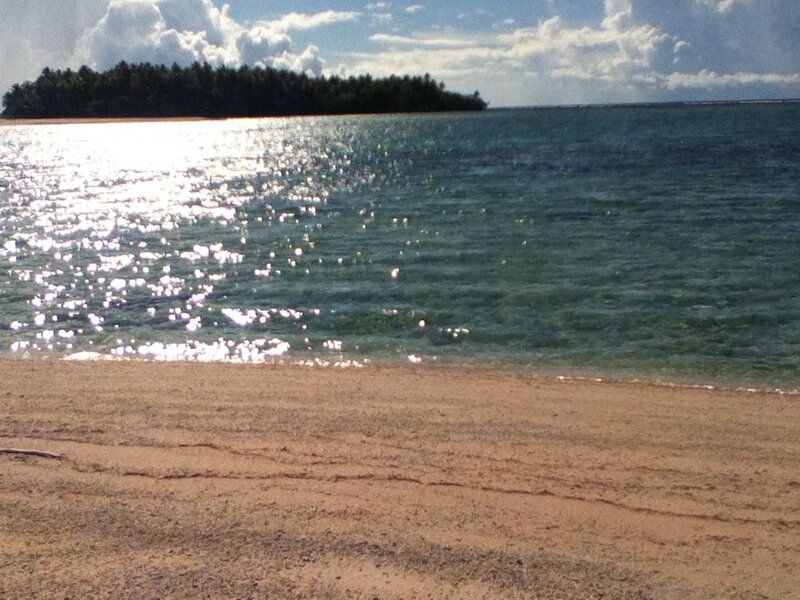 Sandy beach with island view
