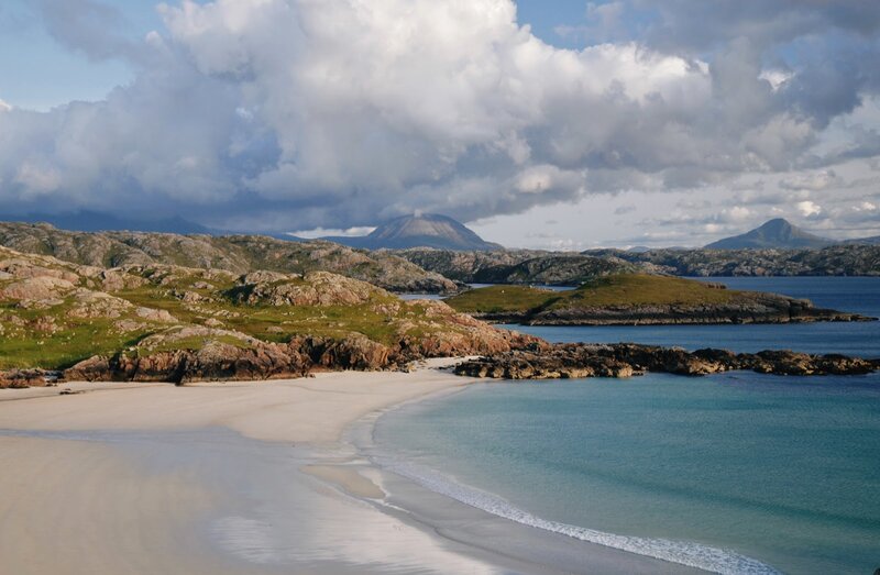Sandy Beach with Mountains