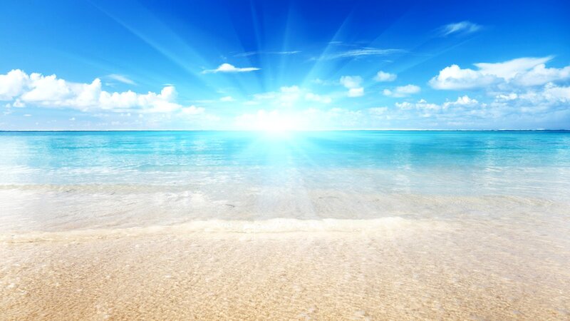 Sandy Beach with Ocean — Blue