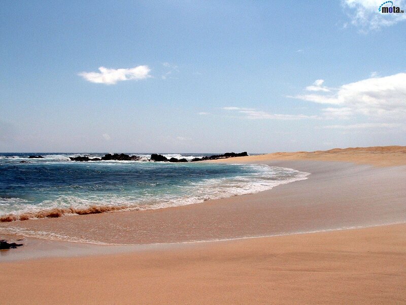 Sandy Beach with Ocean Waves — Blue, Serene
