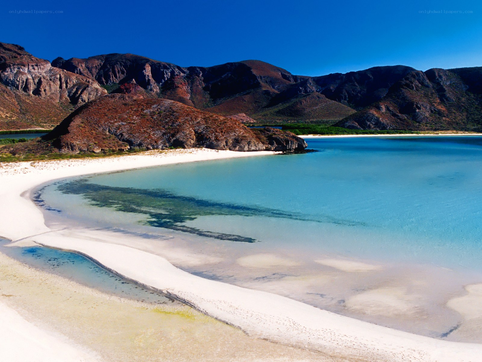 sandy beach with turquoise water