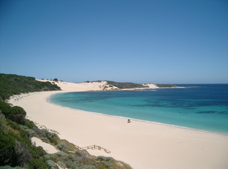 sandy beach with turquoise water