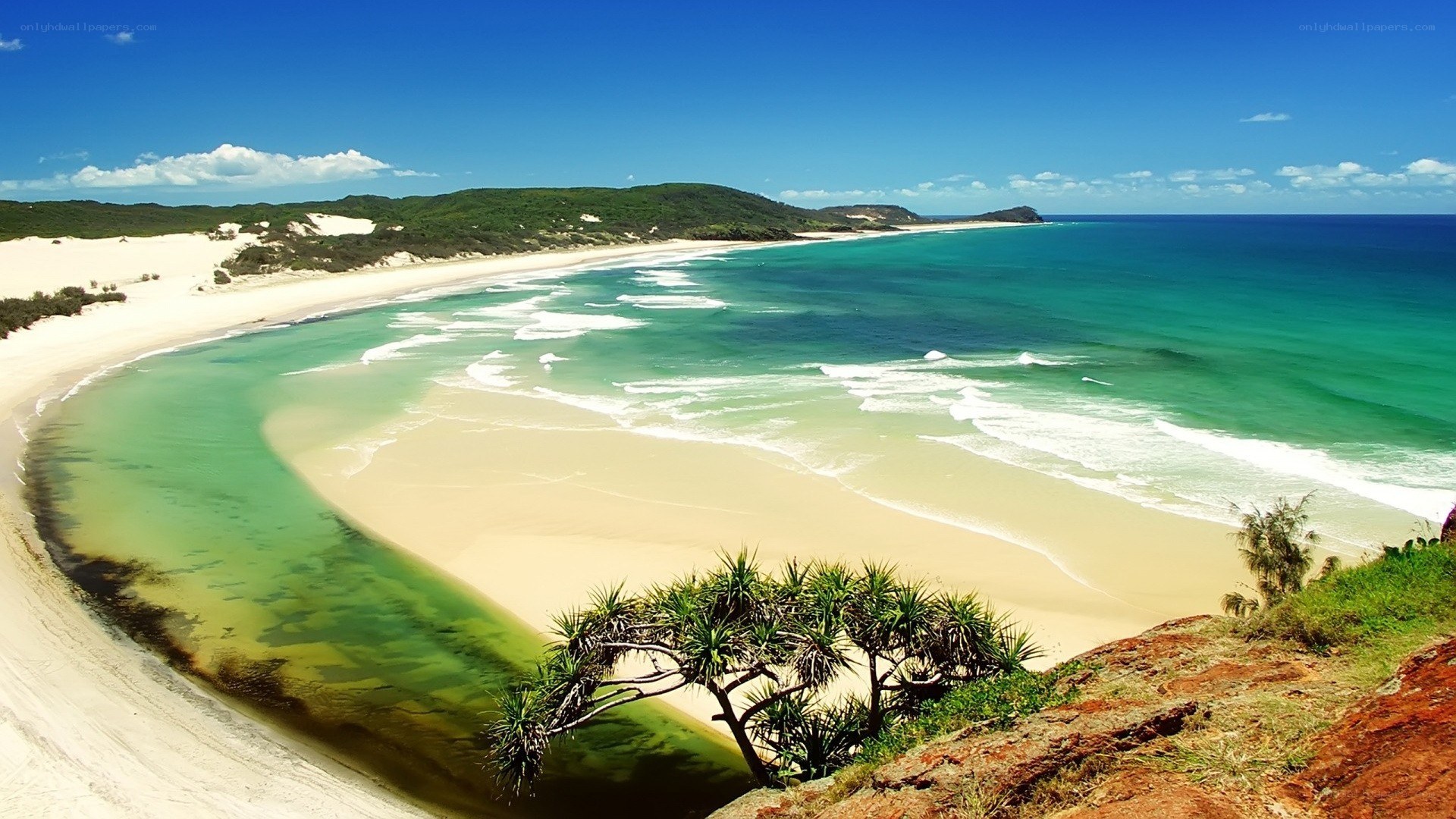 sandy beach with turquoise water