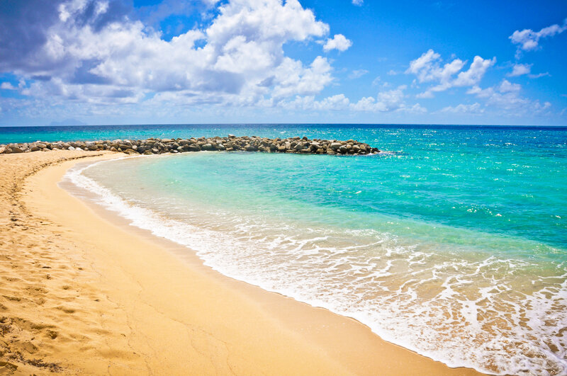 Sandy Beach with Turquoise Water — Blue, Serene