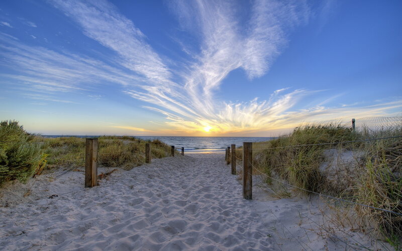 Sandy Path to Beach — Blue